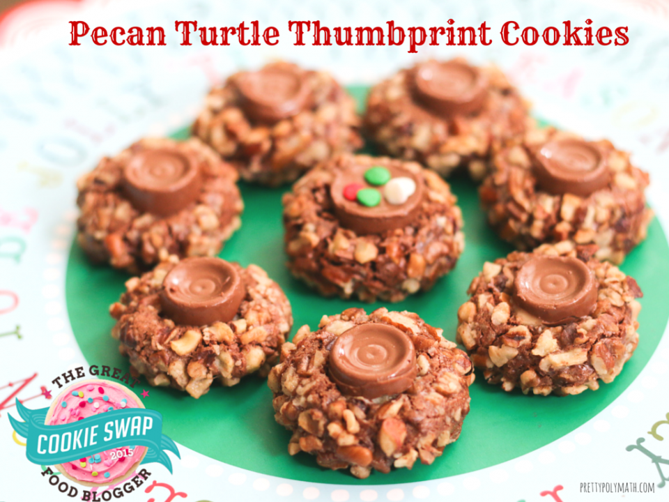 Pecan Turtle Thumbprint Cookies