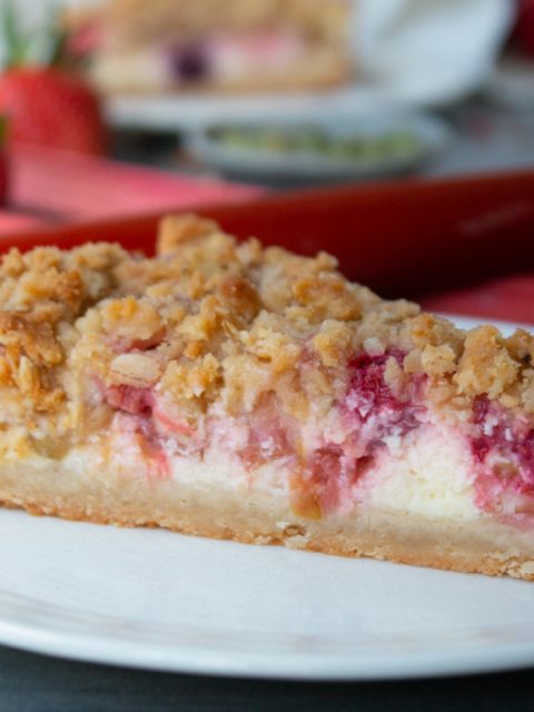 Raspberry Rose Rhubarb Cheesecake Tart | Milk and Cardamom