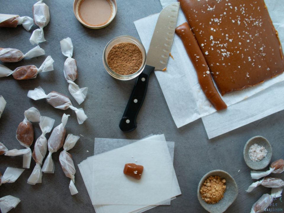 Salted Masala Chai Jaggery Caramels | Milk and Cardamom