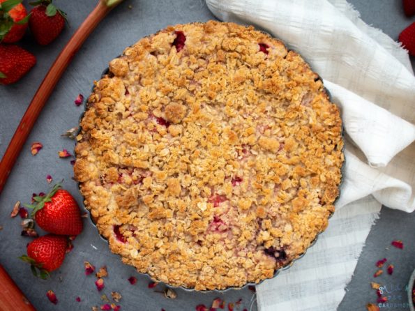 Raspberry Rose Rhubarb Cheesecake Tart | Milk and Cardamom