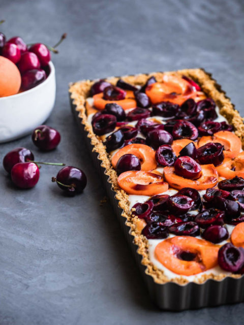 Apricot & Cherry Mascarpone Tart | Milk and Cardamom