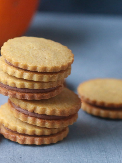 Pumpkin Spice Latte Sandwich Cookie Recipe | Milk and Cardamom