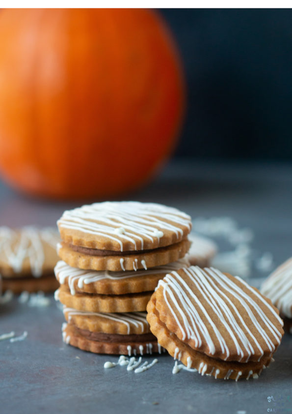 Pumpkin Spice Latte Sandwich Cookie Recipe | Milk and Cardamom