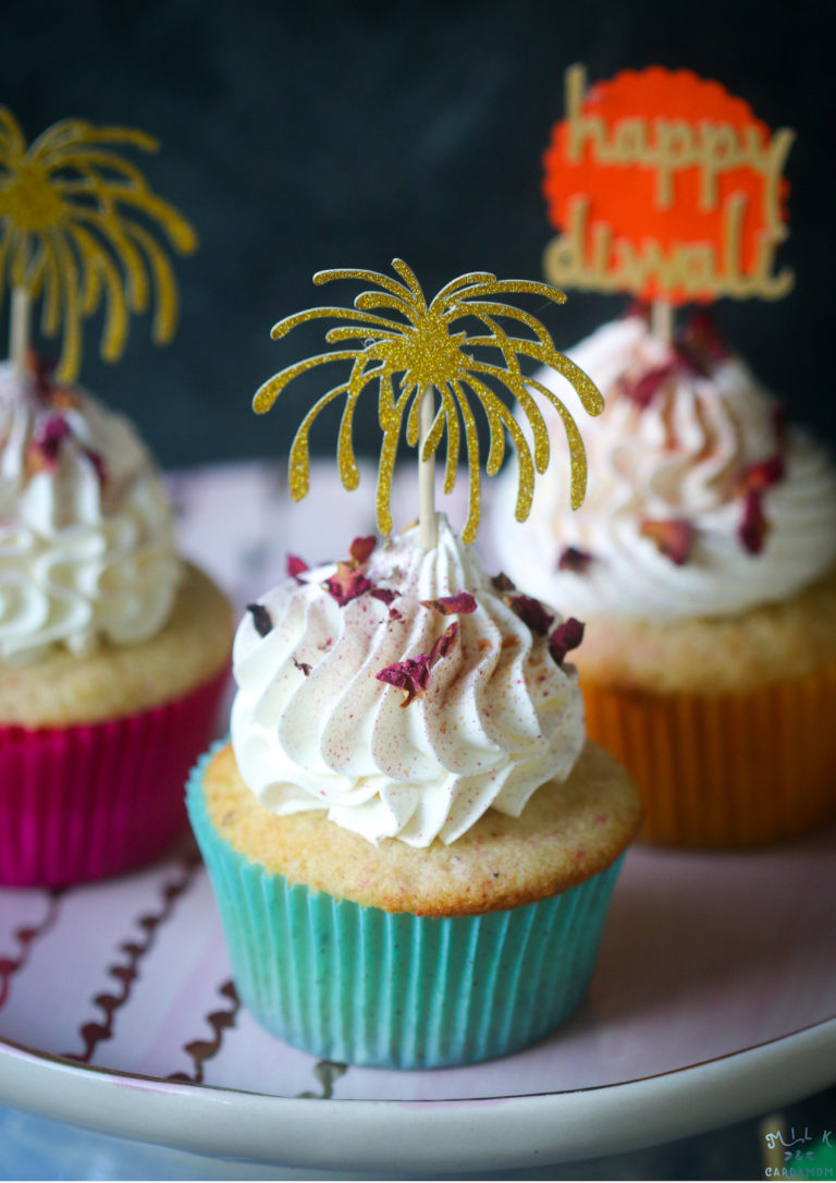 Cardamom & Saffron Cupcakes Recipe for Diwali | Milk and Cardamom