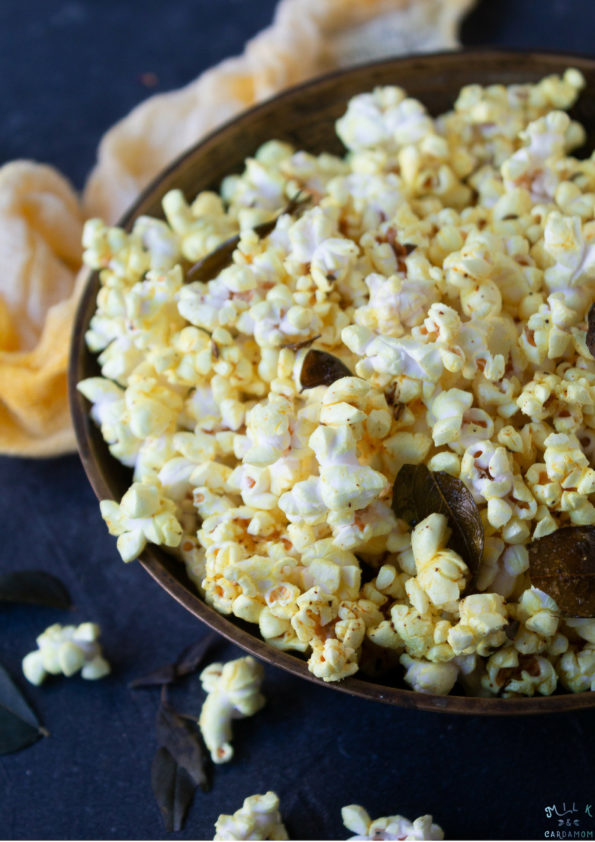 Curry Leaf and Turmeric Popcorn Recipe | Milk and Cardamom