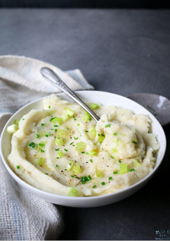 Garlic Scallion Mashed Potatoes Recipe Thanksgiving | Milk and Cardamom