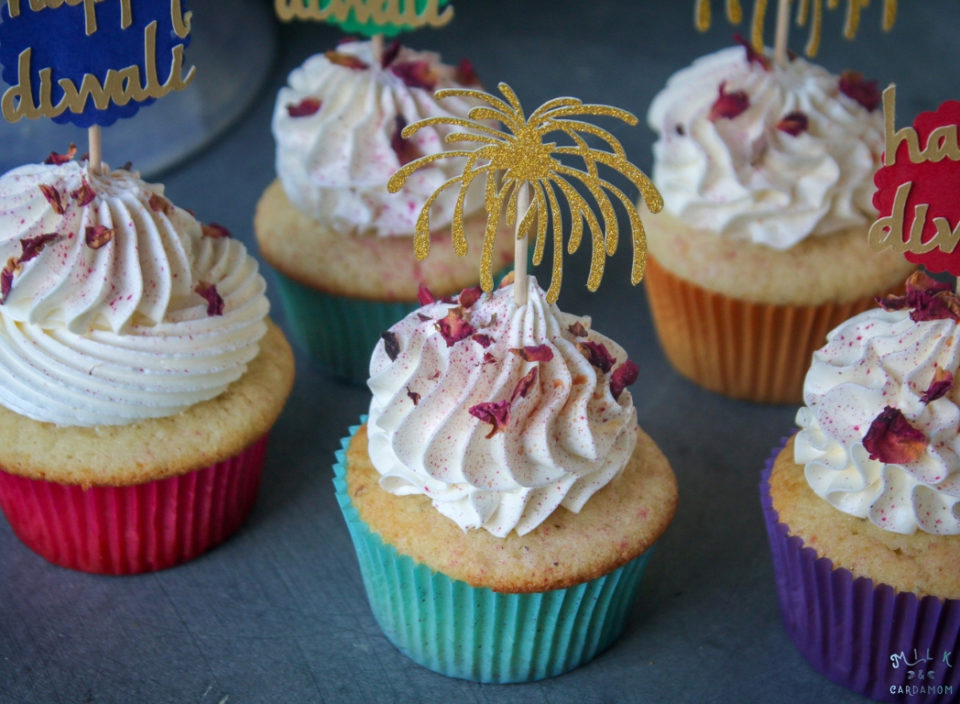 Cardamom & Saffron Cupcakes Recipe for Diwali | Milk and Cardamom
