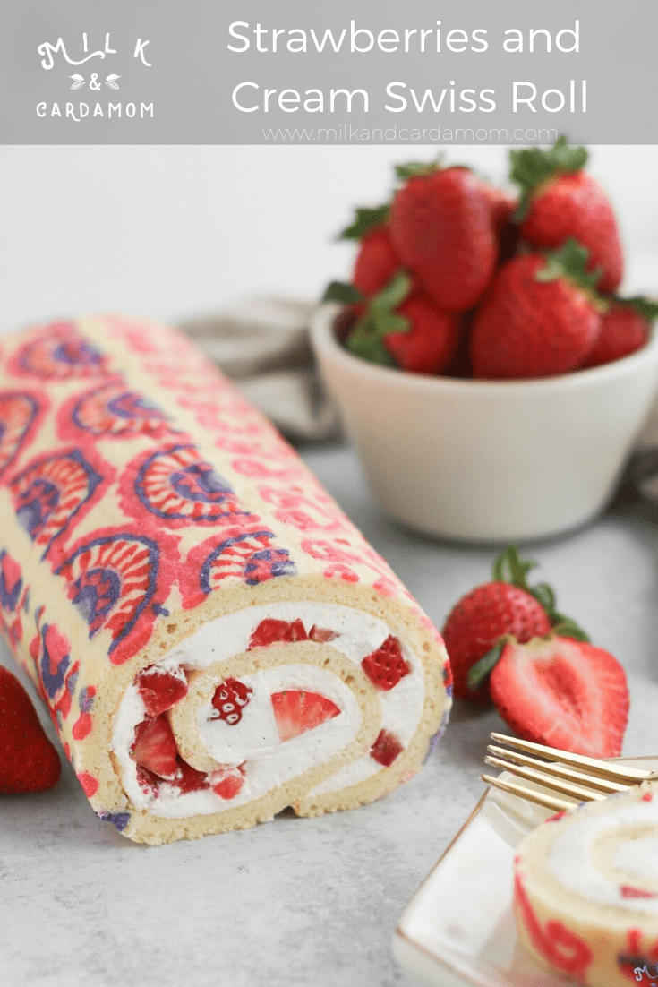 Strawberries and Cream Swiss Roll Milk & Cardamom