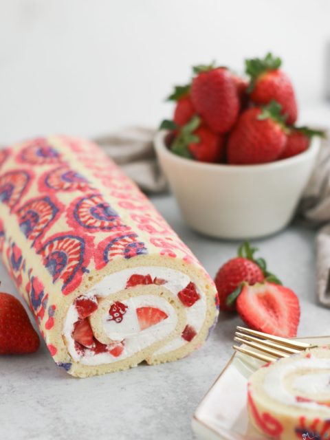 Strawberries and Cream Swiss Roll Recipe Indian | Milk and Cardamom