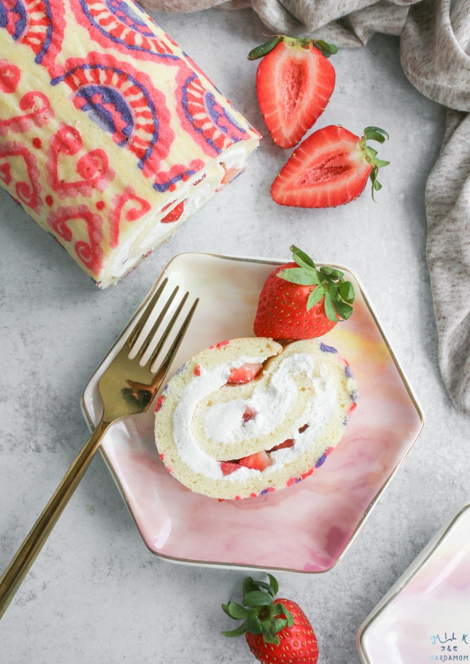 Strawberries and Cream Swiss Roll | Milk & Cardamom
