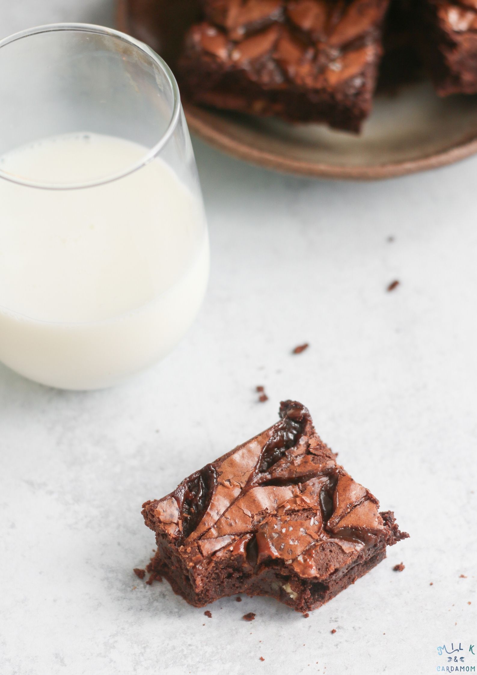 Burnt Caramel Fudgy Brownies (Eggless) Milk & Cardamom