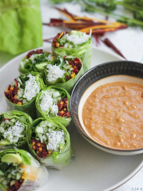 Vegetable Vietnamese Spring Rolls with Peanut Sauce Recipe | Milk and Cardamom