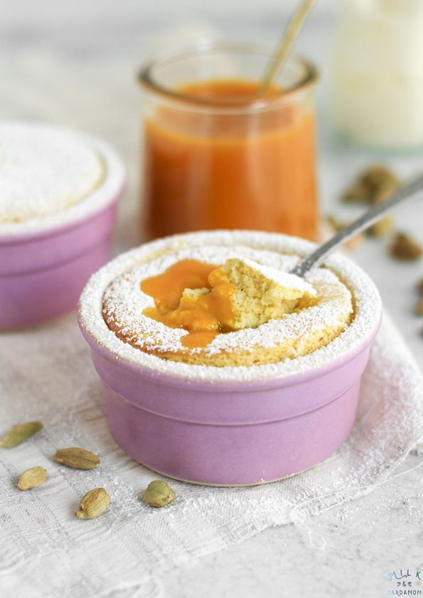 mango lassi souffle recipe | milk and cardamom