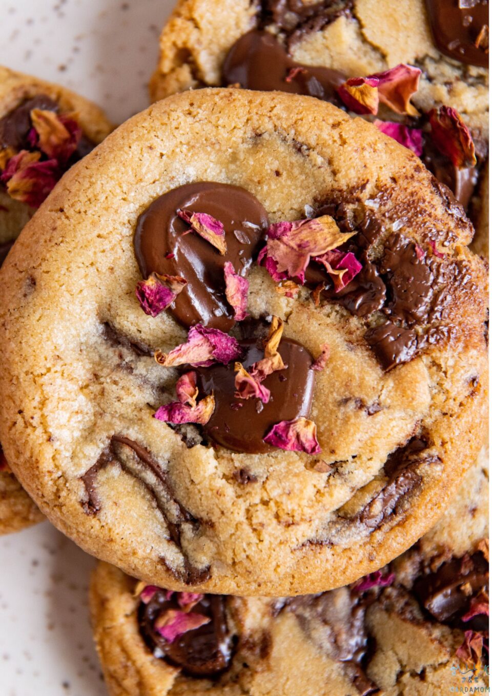 Brown Butter Rose Chocolate Chip Cookies