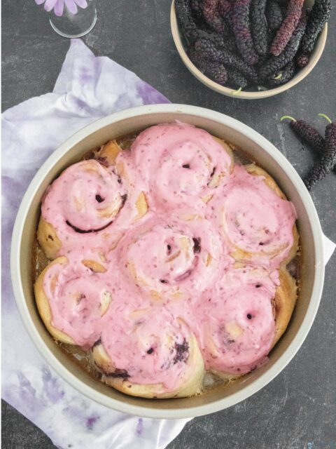 Mulberry Sweet Rolls in a pan